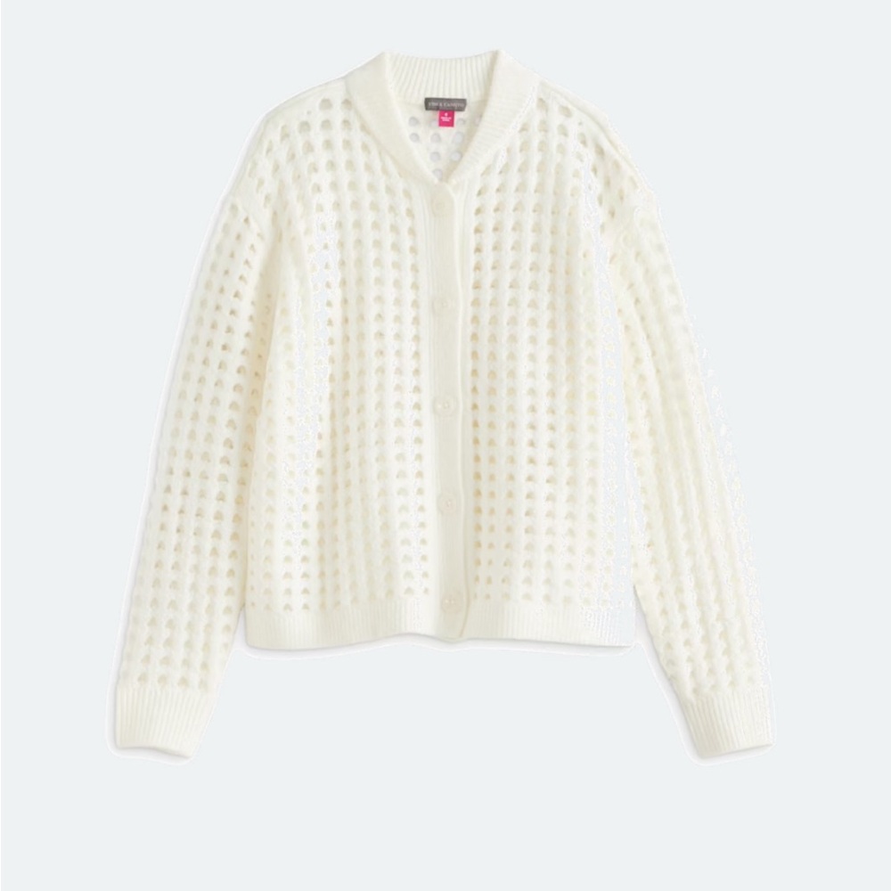 NWT Vince Camuto Cream Pointelle Knit Cardigan | Button Front | Size L